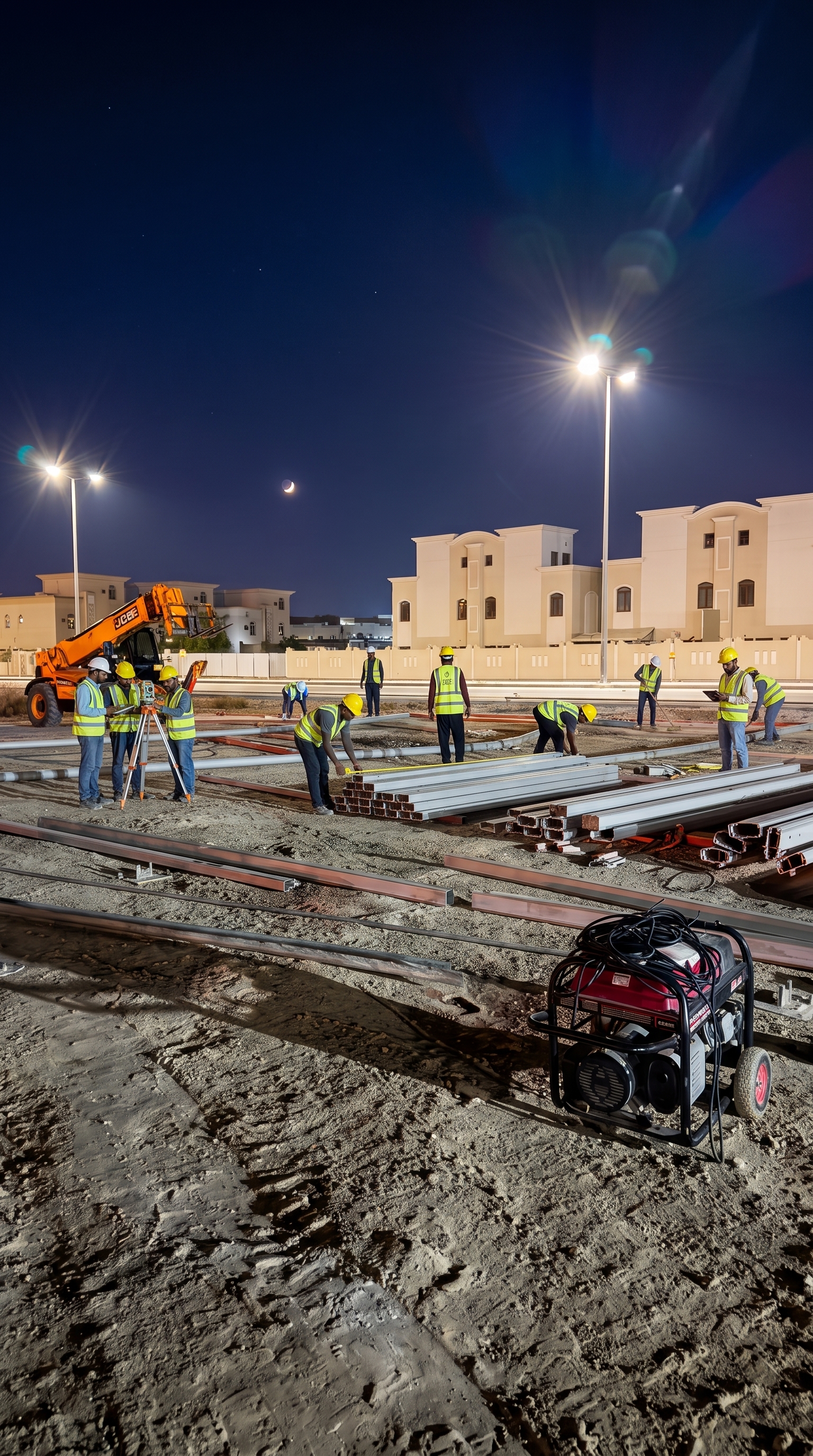 Nighttime Site Surveying & Ground Leveling