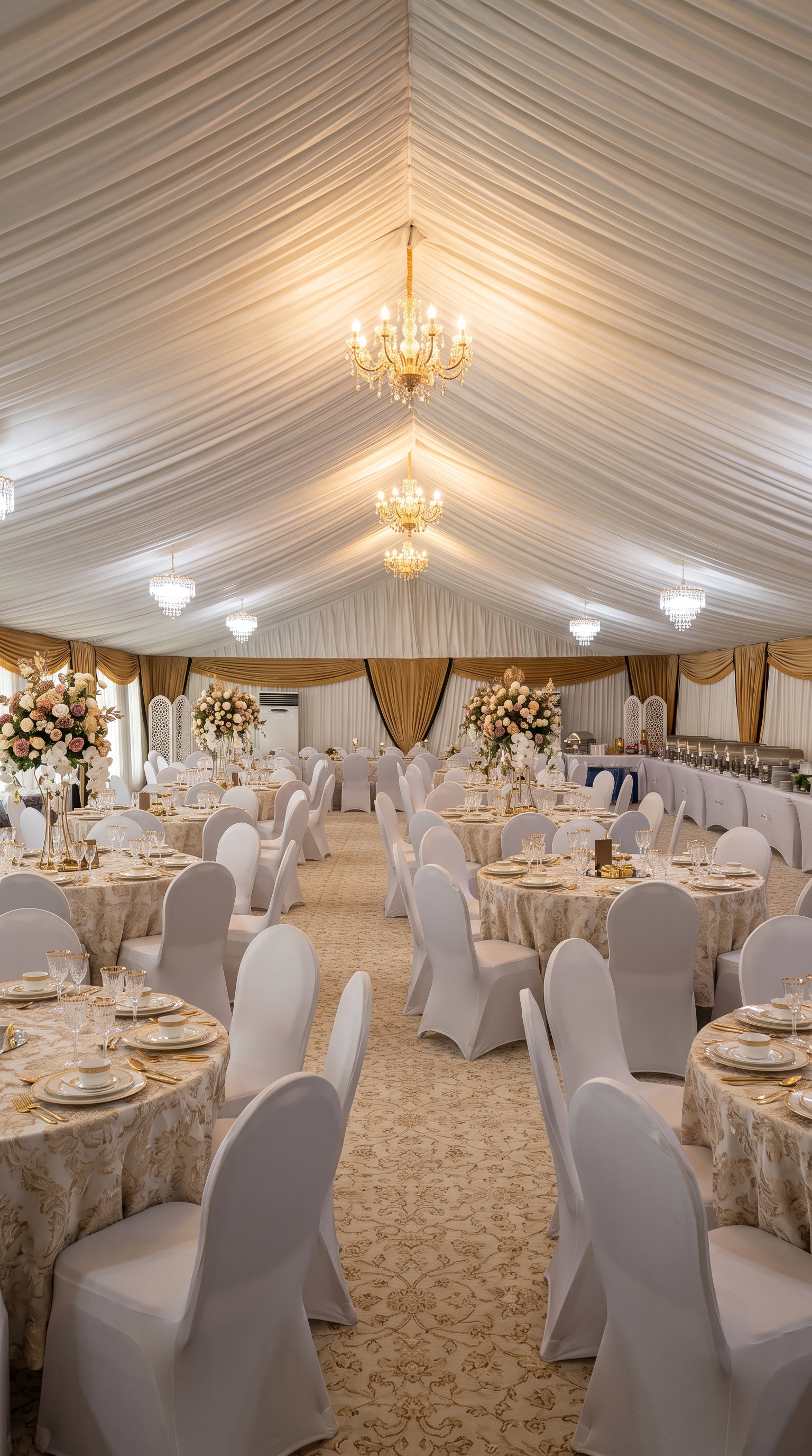 Deluxe White Silk Draped Wedding Tent